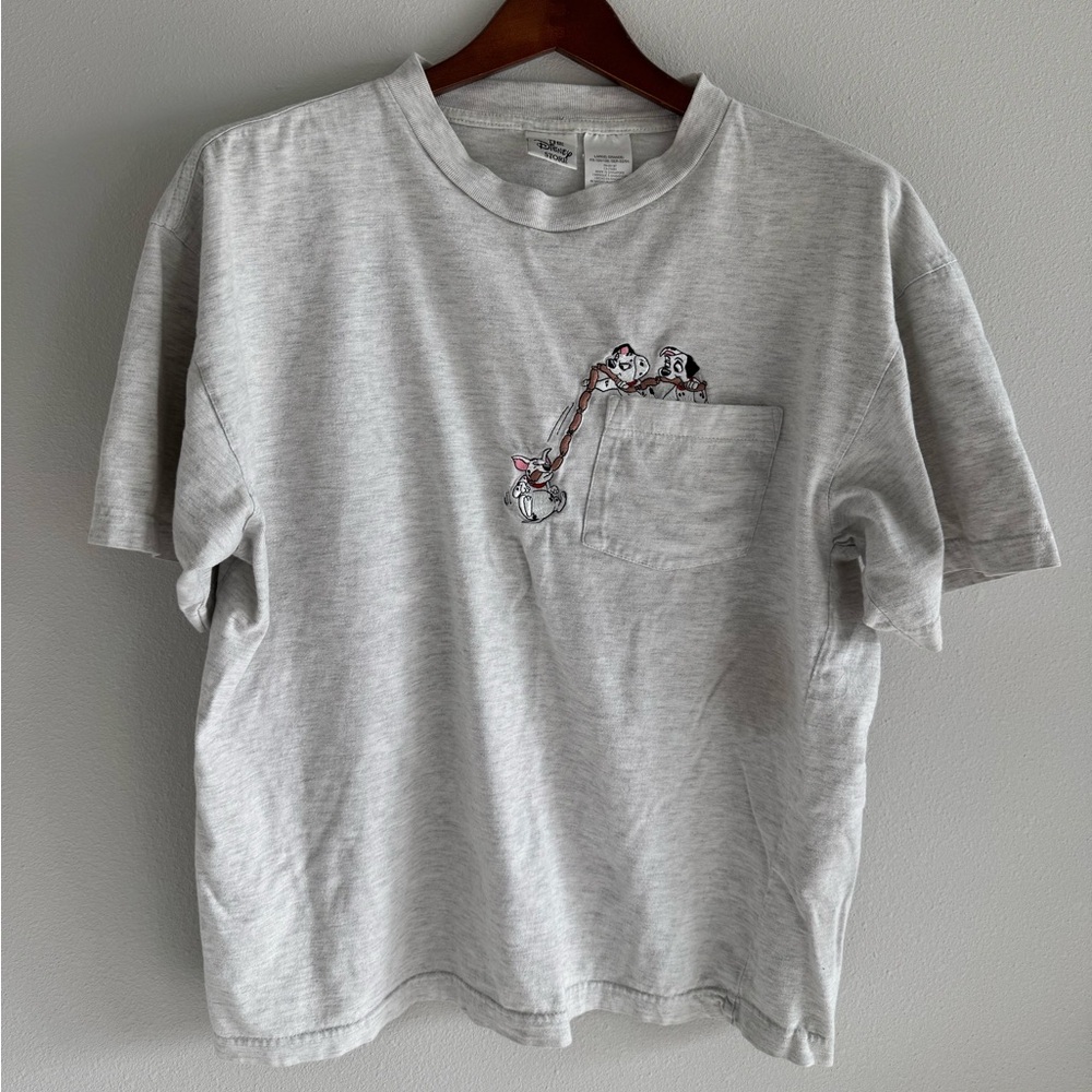 Disney Store Light Gray  pocket tee with 101 Dalmatians Embroidery